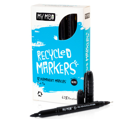 My Mojo Recycled Twin Tip Permanent Markers – Box of 12